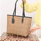 011100 — Beige and Black long-handle tote bag alternate view, 30 × 35 × 12 (Beige and Black)