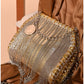 011445 — Gold chain-fringe evening bag detail, 16 × 20 × 6 (Gold)