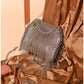 011445 — Bronze chain-fringe evening bag front, 16 × 20 × 6 (Bronze)