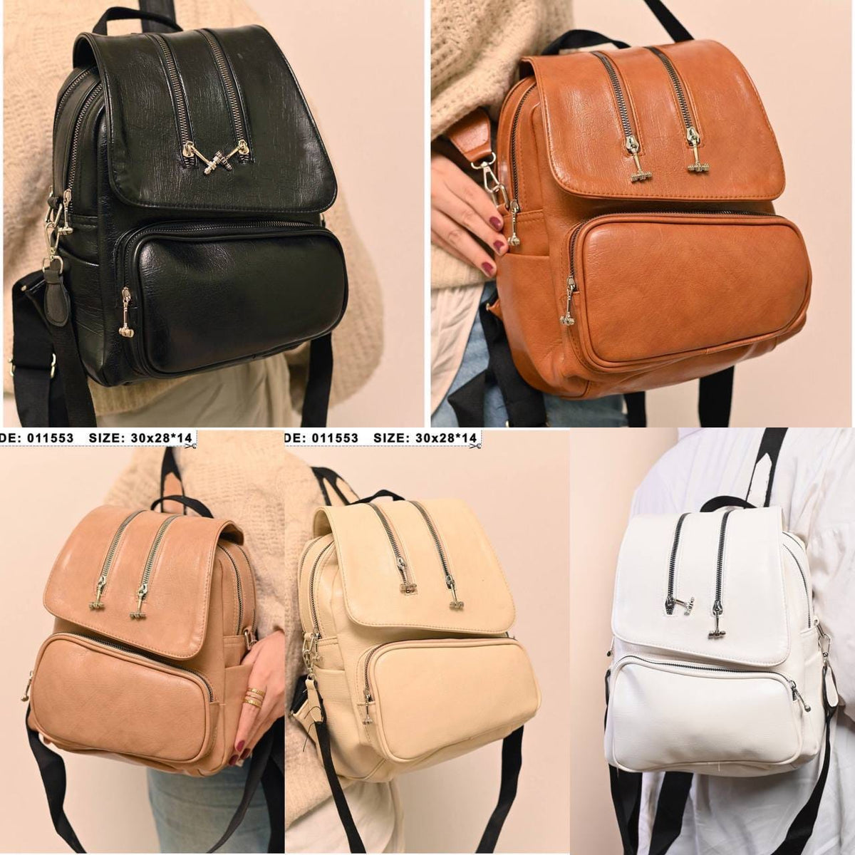 011553 — Zip-detail backpack, five-color overview