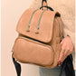 011553 — Beige zip-detail backpack front, 30 × 28 × 14 (Beige)