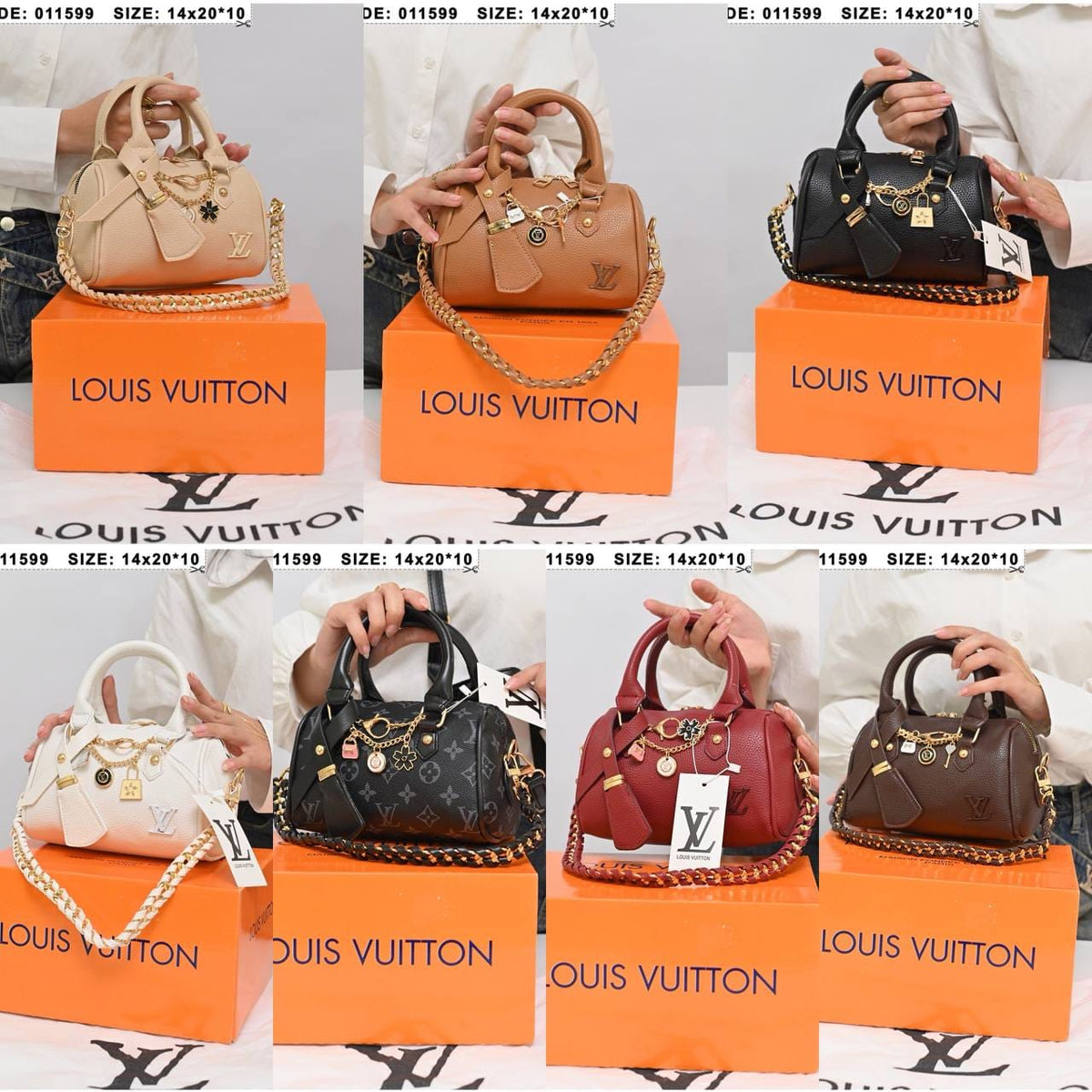 011599 — Mini charm barrel handbag, seven-color overview