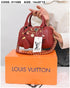 011599 — Red mini charm barrel handbag front, 14 × 20 × 10 (Red)