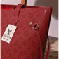 013650 — Red embossed tote with matching pouch detail, 32 × 48 × 15 (Red)