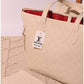 013650 — Cream embossed tote with matching pouch detail, 32 × 48 × 15 (Cream)