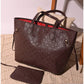 013650 — Brown embossed tote with matching pouch front, 32 × 48 × 15 (Brown)