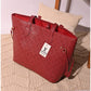 013650 — Red embossed tote with matching pouch front, 32 × 48 × 15 (Red)