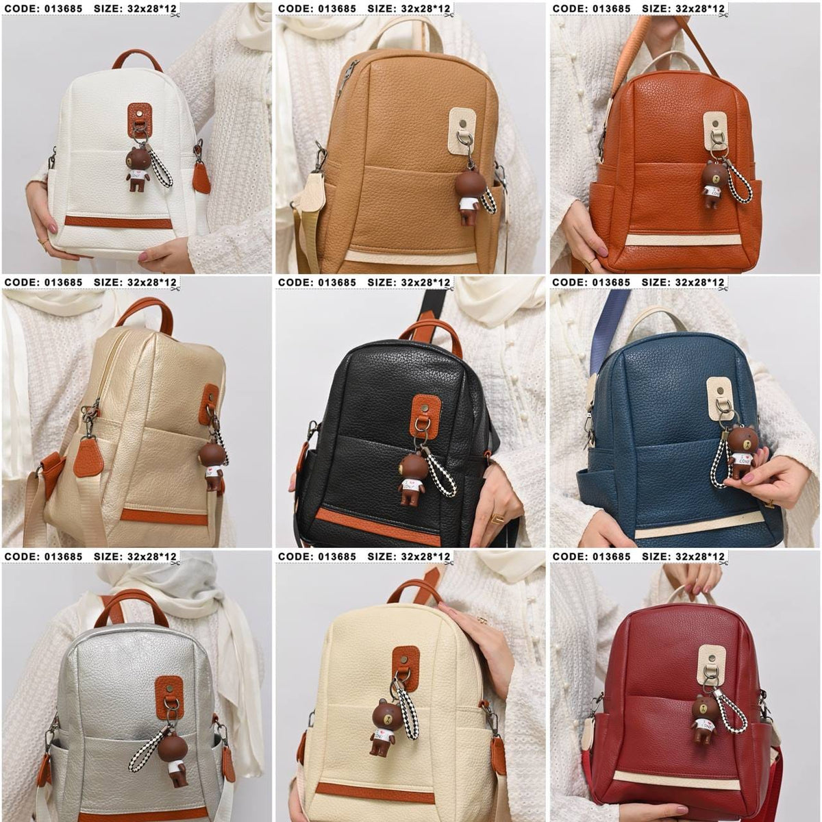013685 — Bear-charm backpack, nine-color overview