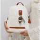013685 — White bear-charm backpack front, 32 × 28 × 12 (White)