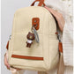013685 — Cream bear-charm backpack front, 32 × 28 × 12 (Cream)