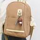 013685 — Beige bear-charm backpack front, 32 × 28 × 12 (Beige)