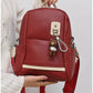 013685 — Red bear-charm backpack front, 32 × 28 × 12 (Red)