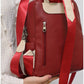013685 — Red bear-charm backpack back, 32 × 28 × 12 (Red)