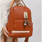 013685 — Brown bear-charm backpack front, 32 × 28 × 12 (Brown)