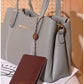 013775 — Grey structured leaf-detail handbag detail, 16 × 24 × 11 (Grey)