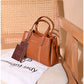 013775 — Tan structured leaf-detail handbag front, 16 × 24 × 11 (Tan)
