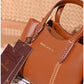013775 — Tan structured leaf-detail handbag detail, 16 × 24 × 11 (Tan)