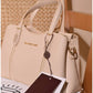 013775 — Beige structured leaf-detail handbag detail, 16 × 24 × 11 (Beige)