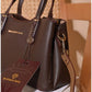 013775 — Brown structured leaf-detail handbag detail, 16 × 24 × 11 (Brown)