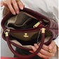 013803 — Burgundy diamond-quilted stud handbag interior, 22 × 28 × 10 (Burgundy)