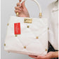 013803 — White diamond-quilted stud handbag detail, 22 × 28 × 10 (White)