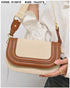 013810 — Beige and Tan rounded flap crossbody bag front, 15 × 23 × 8 (Beige and Tan)