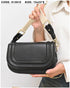 013810 — Black rounded flap crossbody bag front, 15 × 23 × 8 (Black)