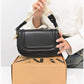 013810 — Black rounded flap crossbody bag alternate front, 15 × 23 × 8 (Black)