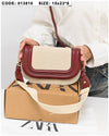 013810 — Beige and Burgundy rounded flap crossbody bag front, 15 × 23 × 8 (Beige and Burgundy)