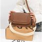 013810 — Brown rounded flap crossbody bag front, 15 × 23 × 8 (Brown)