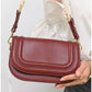 013810 — Burgundy rounded flap crossbody bag detail, 15 × 23 × 8 (Burgundy)