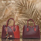 3142 — Burgundy curved panel handbag front and back, 30 × 21 (Burgundy)
