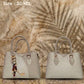 3142 — Grey curved panel handbag front and back, 30 × 21 (Grey)