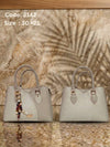 3142 — Grey curved panel handbag front and back, 30 × 21 (Grey)