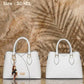 3142 — White curved panel handbag front and back, 30 × 21 (White)