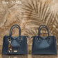 3142 — Navy curved panel handbag front and back, 30 × 21 (Navy)