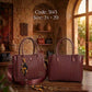 3145 — Burgundy woven look handbag front and back, 24 × 20 (Burgundy)