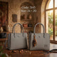 3145 — Grey woven look handbag front and back, 24 × 20 (Grey)