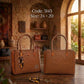 3145 — Tan woven look handbag front and back, 24 × 20 (Tan)