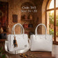3145 — White woven look handbag front and back, 24 × 20 (White)