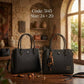 3145 — Black woven look handbag front and back, 24 × 20 (Black)