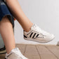 5265 — White / Black contrast stripe lace-up sneakers side view, 37, 38, 39, 40, 41 (White / Black)