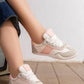 5402 — White / Pink contrast trim sneakers worn view, 37, 38, 39, 40, 41 (White / Pink)