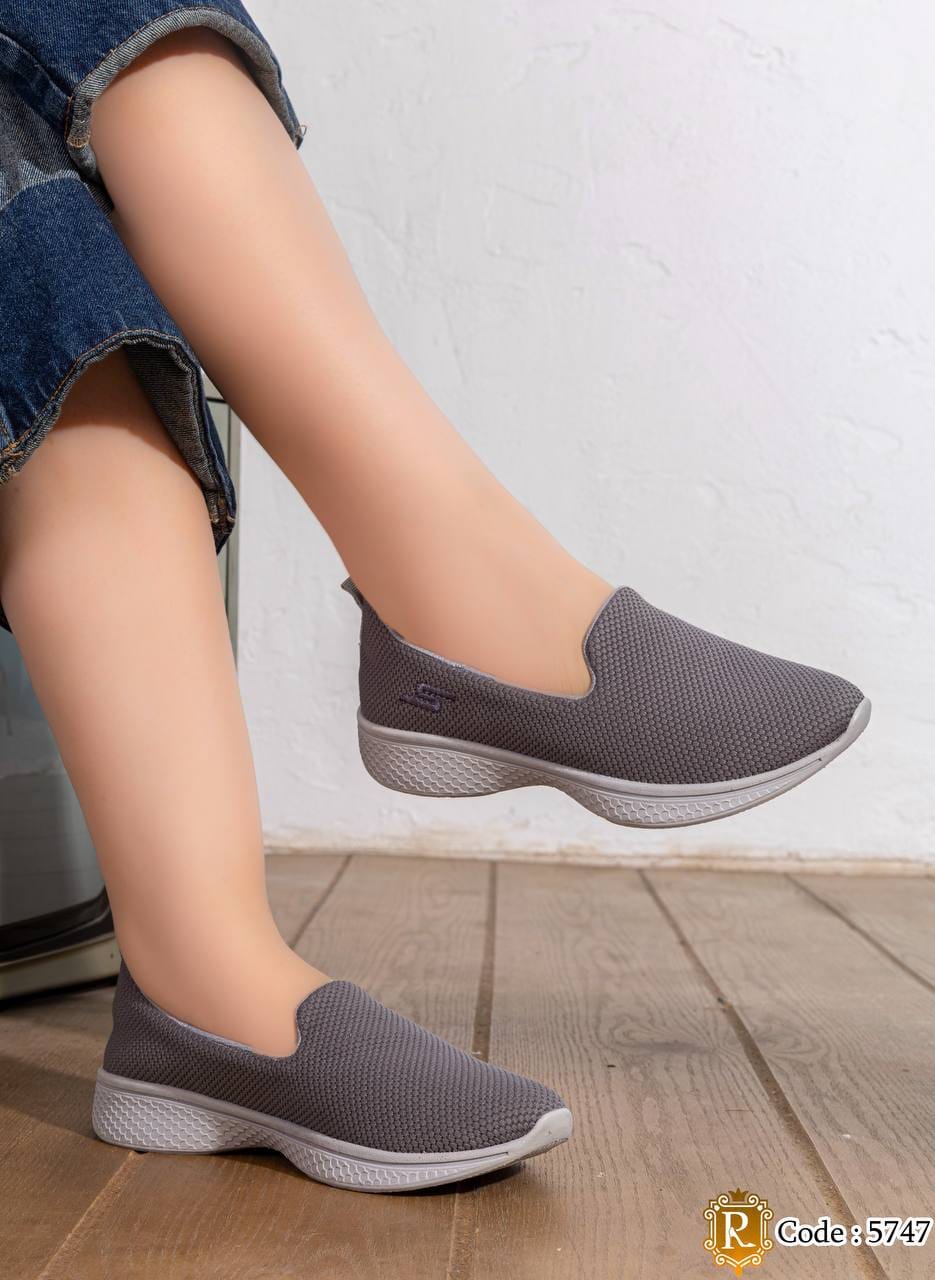 5747 — Grey textured slip-on shoes side view, 37, 38, 39, 40, 41, 42 (Grey)