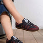 5748 — Black / Burgundy two-tone lace-up sneakers side view, 37, 38, 39, 40, 41 (Black / Burgundy)