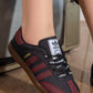 5748 — Black / Burgundy two-tone lace-up sneakers front view, 37, 38, 39, 40, 41 (Black / Burgundy)