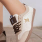 5754 — Cream / Beige panelled lace-up sneakers side view, 37, 38, 39, 40, 41 (Cream / Beige)