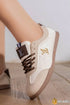 5754 — Cream / Beige panelled lace-up sneakers side view, 37, 38, 39, 40, 41 (Cream / Beige)