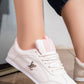 5754 — White / Pink panelled lace-up sneakers front view, 37, 38, 39, 40, 41 (White / Pink)