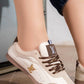 5754 — Cream / Beige panelled lace-up sneakers front view, 37, 38, 39, 40, 41 (Cream / Beige)